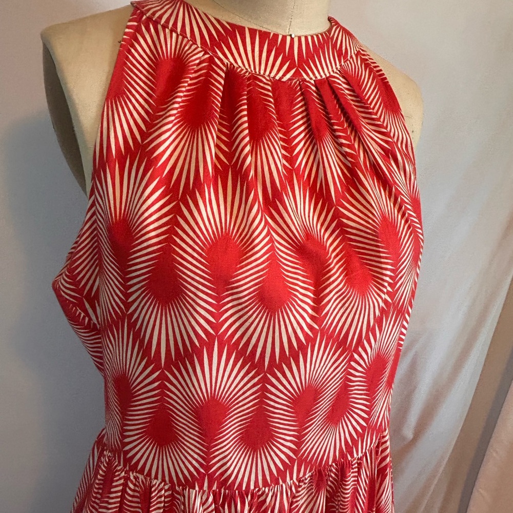 Retrolicious Red and White Sleeveless Halter Dress